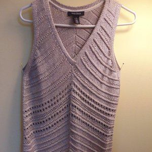 White House/Black Market Gold Metallic Knit Sweater Tunic Top Size M